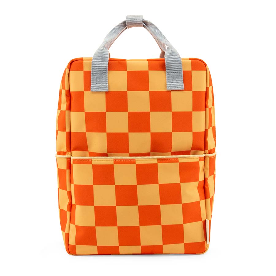 large backpack | farmhouse • checkerboard - pear jam + ladybird red