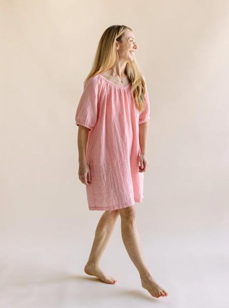 women's house dress | cotton gauze - bubblegum