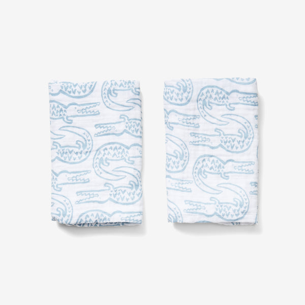 burp cloth set | alligator - bay blue