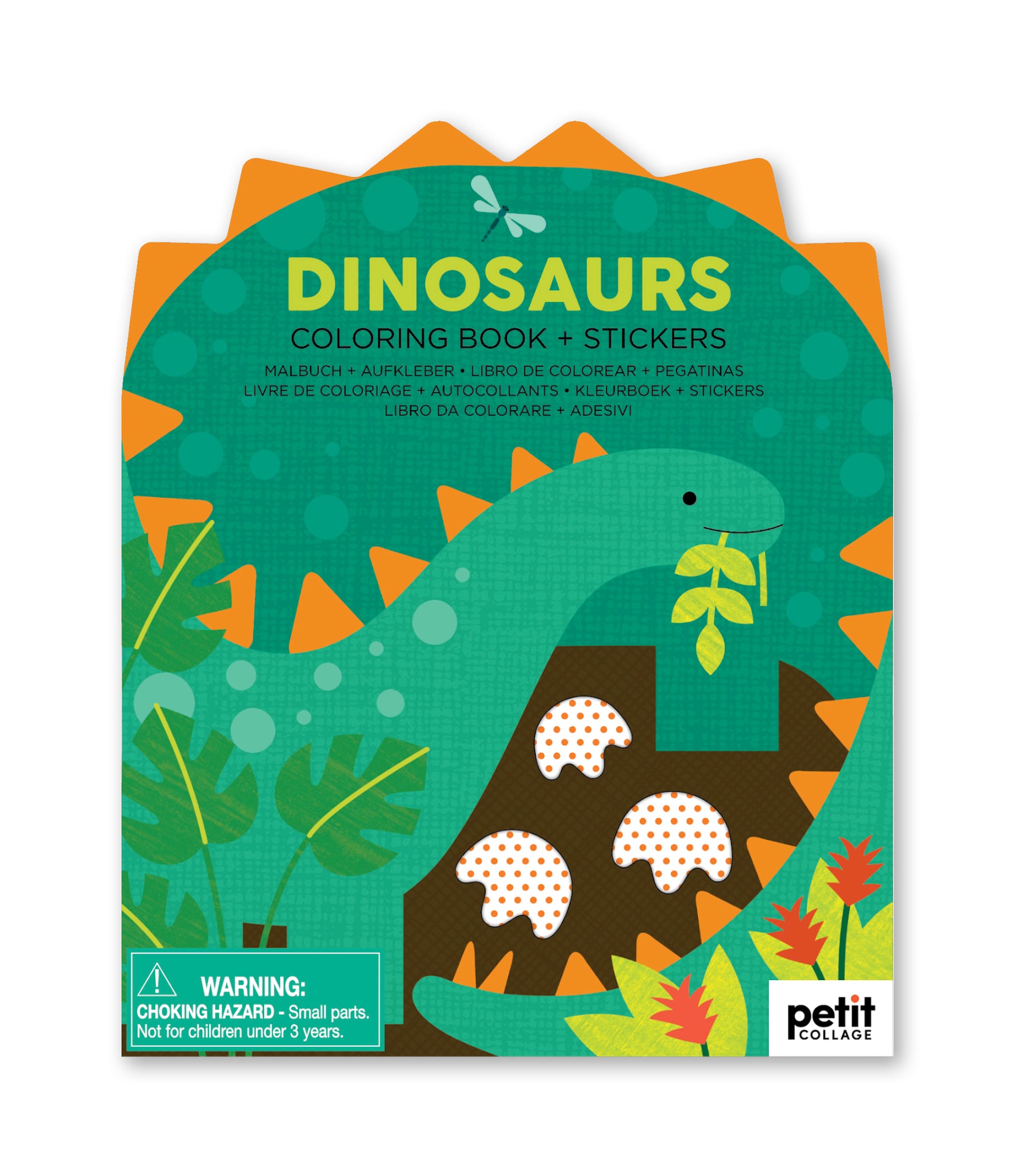 coloring book with stickers | dinosaurs