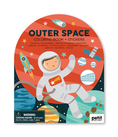 coloring book with stickers | outer space