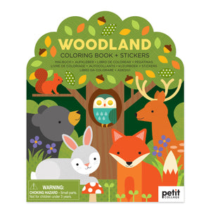 coloring book with stickers | woodland
