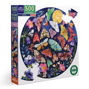 500 piece round puzzle | moths