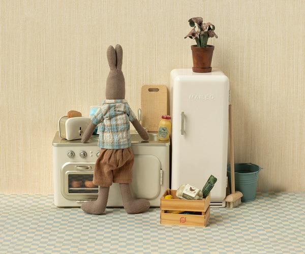 miniature | toaster with bread - silver