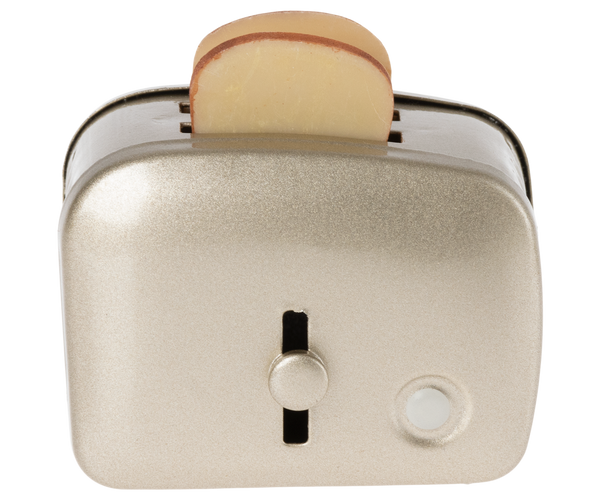 miniature | toaster with bread - silver