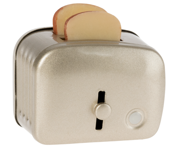 miniature | toaster with bread - silver