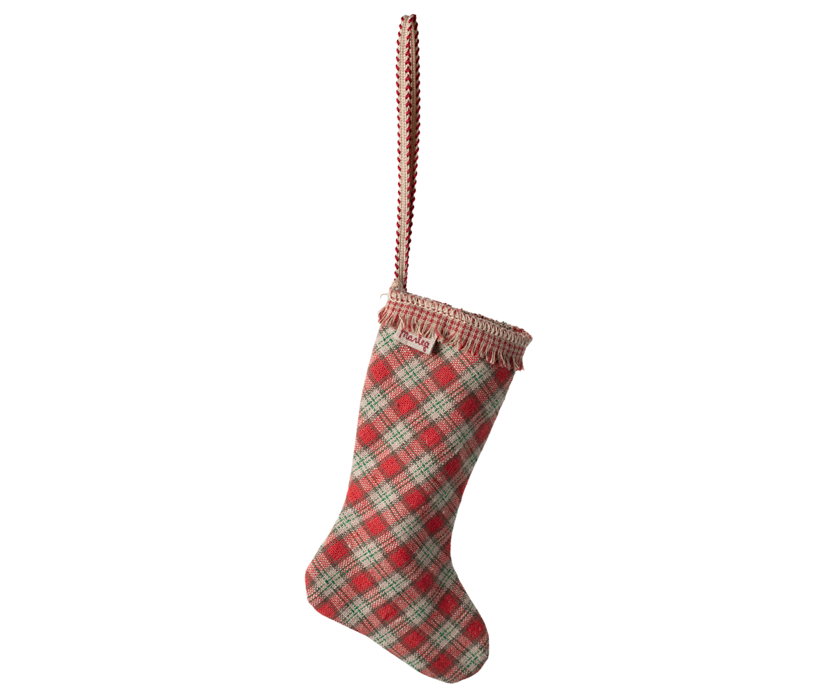 stocking ornament | checker - red