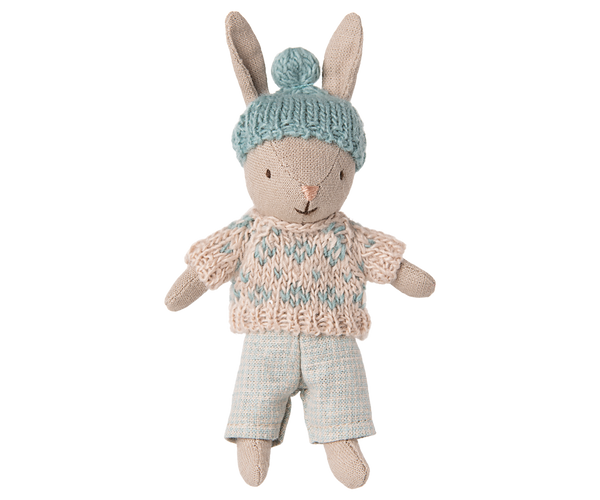 micro | winter bunny - sand / mint