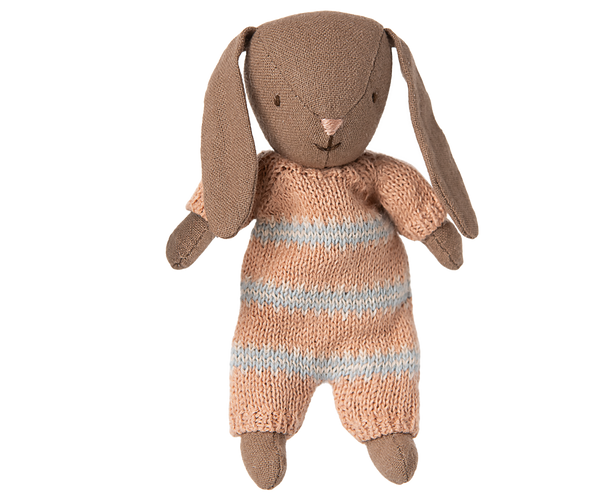 micro | bunny - brown + dusty rose knitted suit