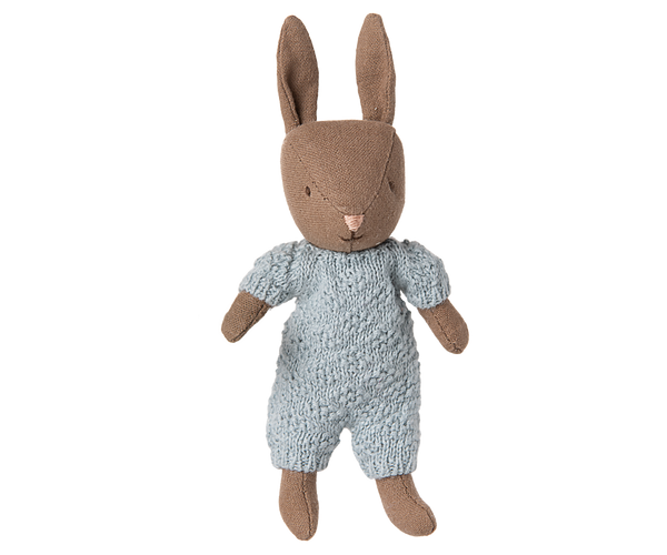 micro | bunny - brown + blue knitted suit
