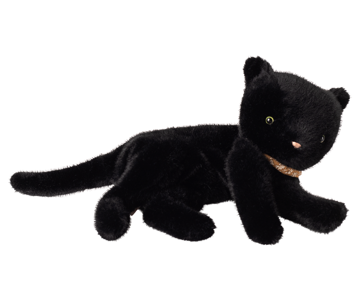 plush sleeping kitten | medium - black