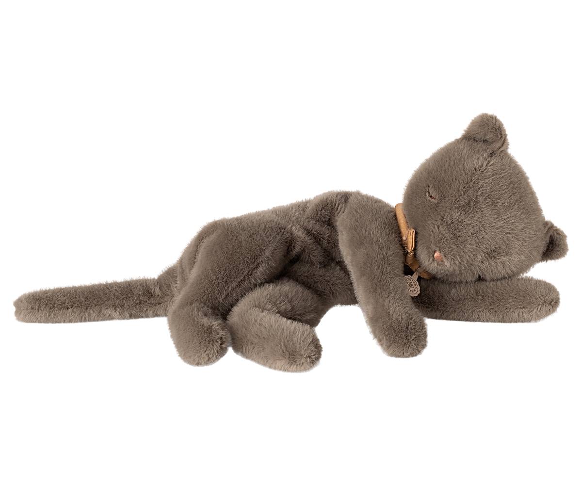 plush sleeping kitten | medium - grey