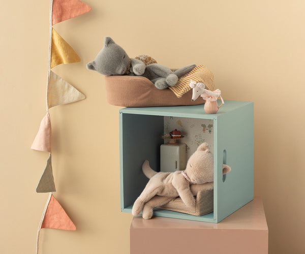 plush sleeping kitten | small - grey