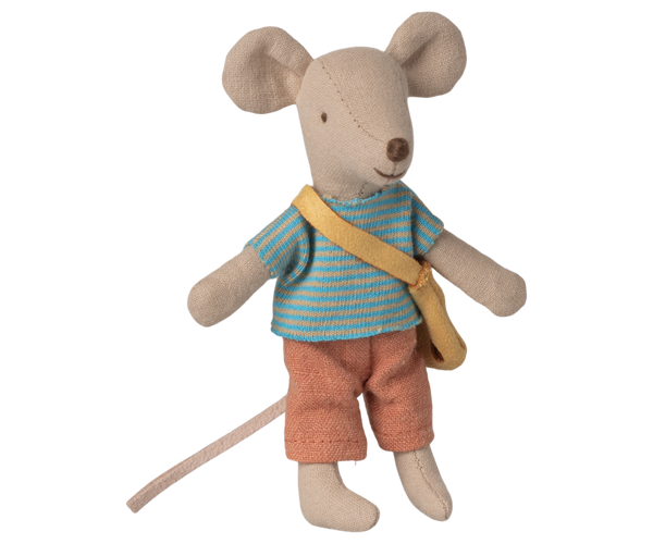 little brother mouse with bag