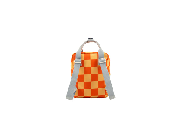 small backpack | farmhouse • checkerboard - pear jam + ladybird red