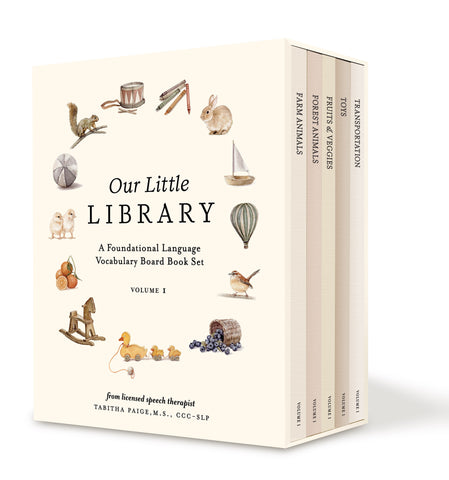 our little library: a foundational language vocabulary board book set for babies