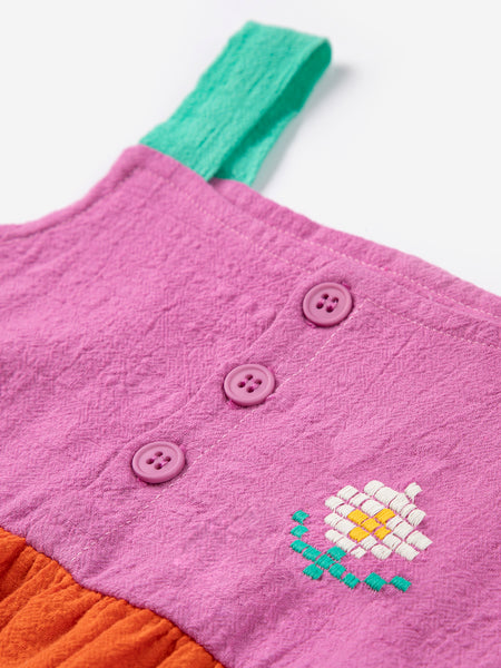 woven baby dress | pixel daisy color block