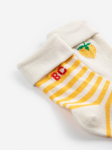 baby short socks pack x2 | pixel strawberry
