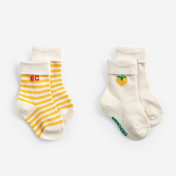 baby short socks pack x2 | pixel strawberry