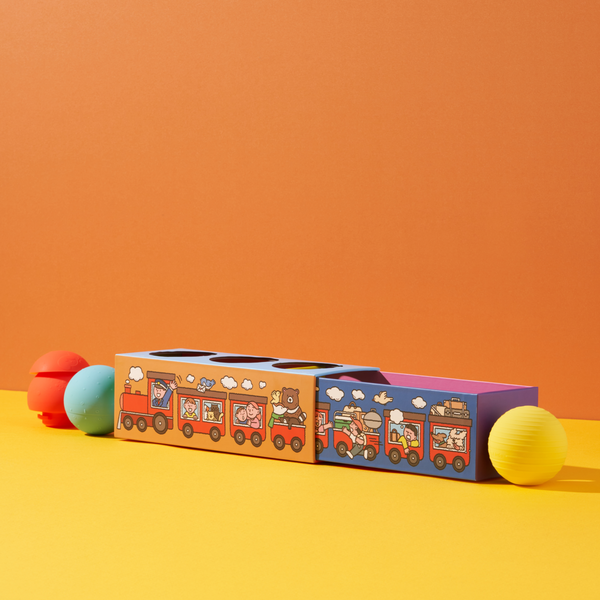b is for ball® x sundae kids | 3-ball set - “choo choo” train toy box