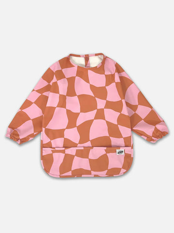 smock bib | pink checkers