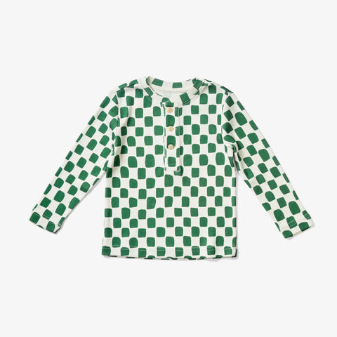 long sleeve henley | checker - juniper