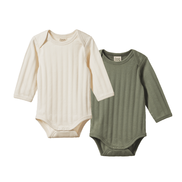 long sleeve derby bodysuit | 2 pack - natural + nettle