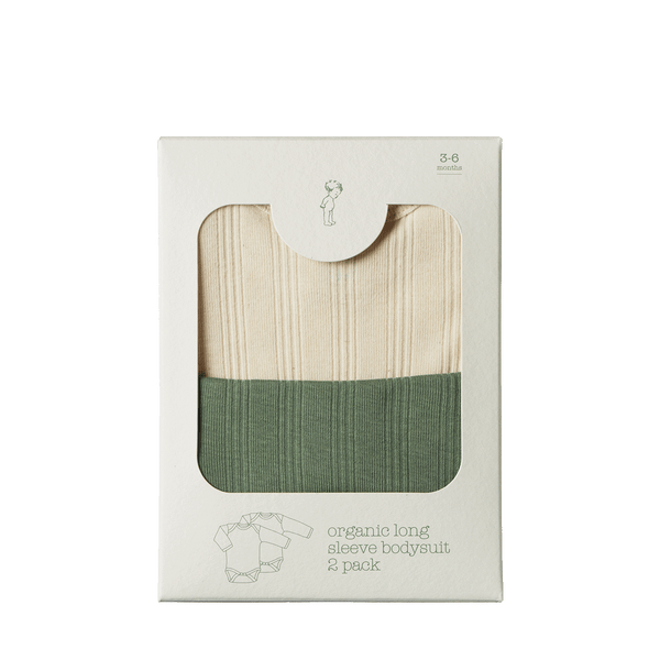 long sleeve derby bodysuit | 2 pack - natural + nettle