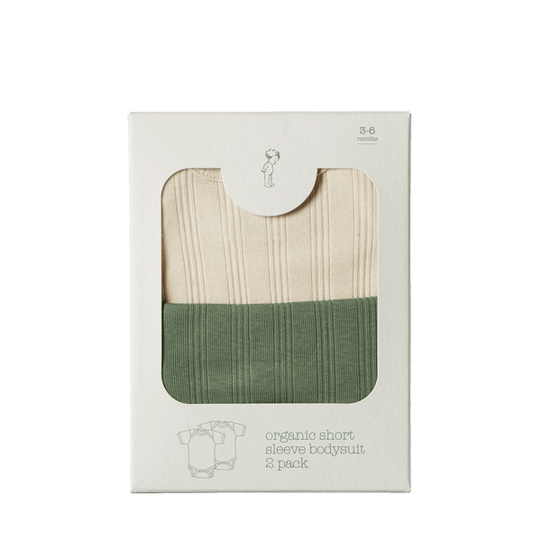 short sleeve derby bodysuit | 2 pack - natural + nettle