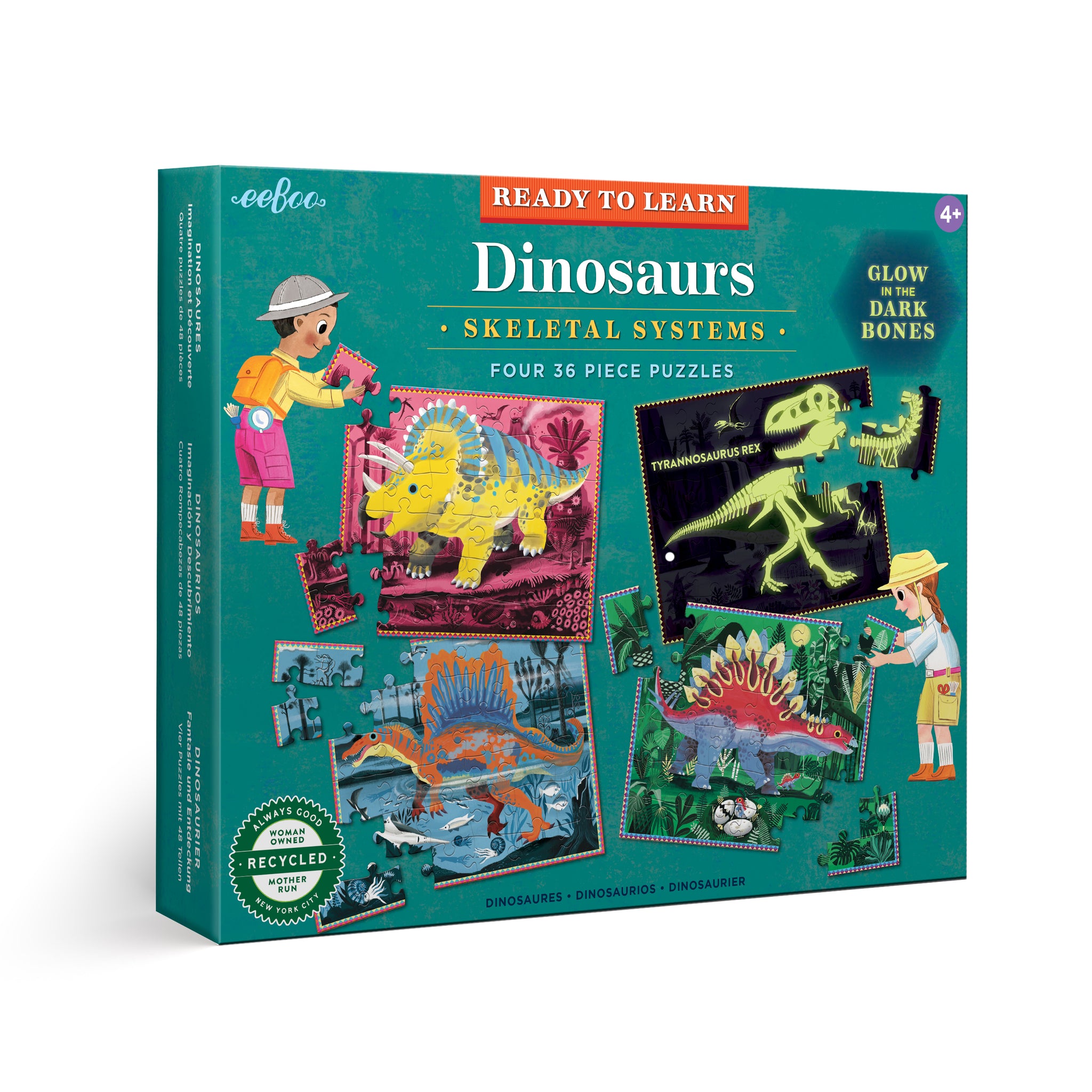 four 36 piece puzzles | dinosaurs