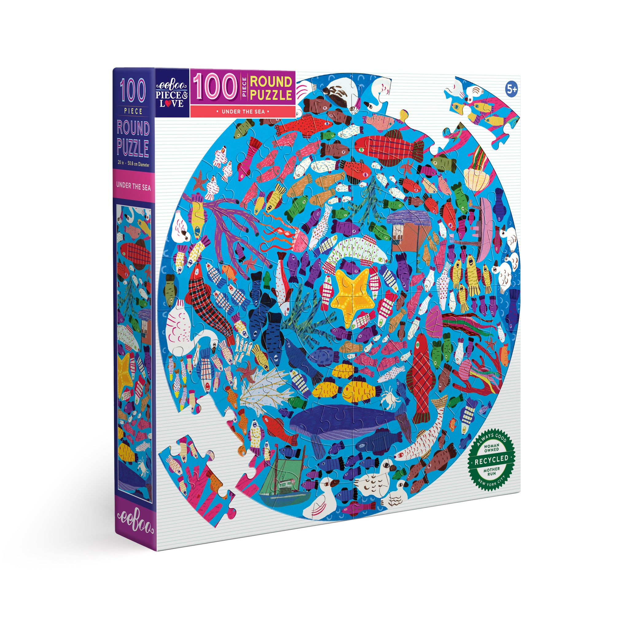 100 piece round puzzle | under the sea