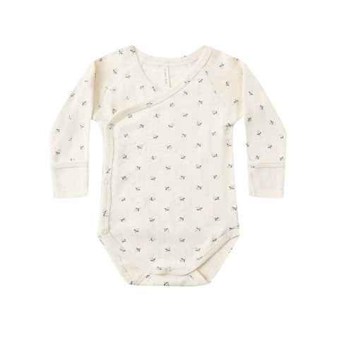 side snap bodysuit | blue ditsy