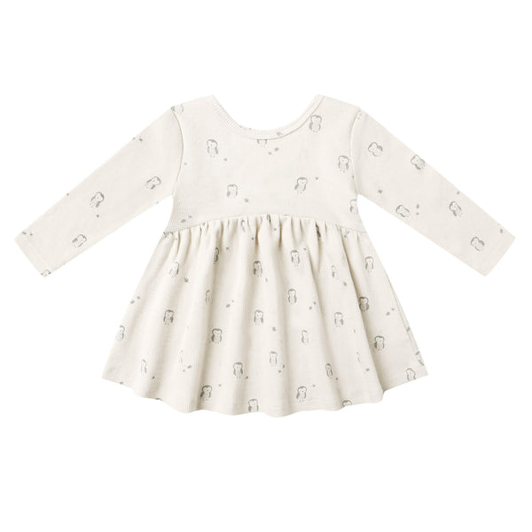 ribbed long sleeve dress | owls