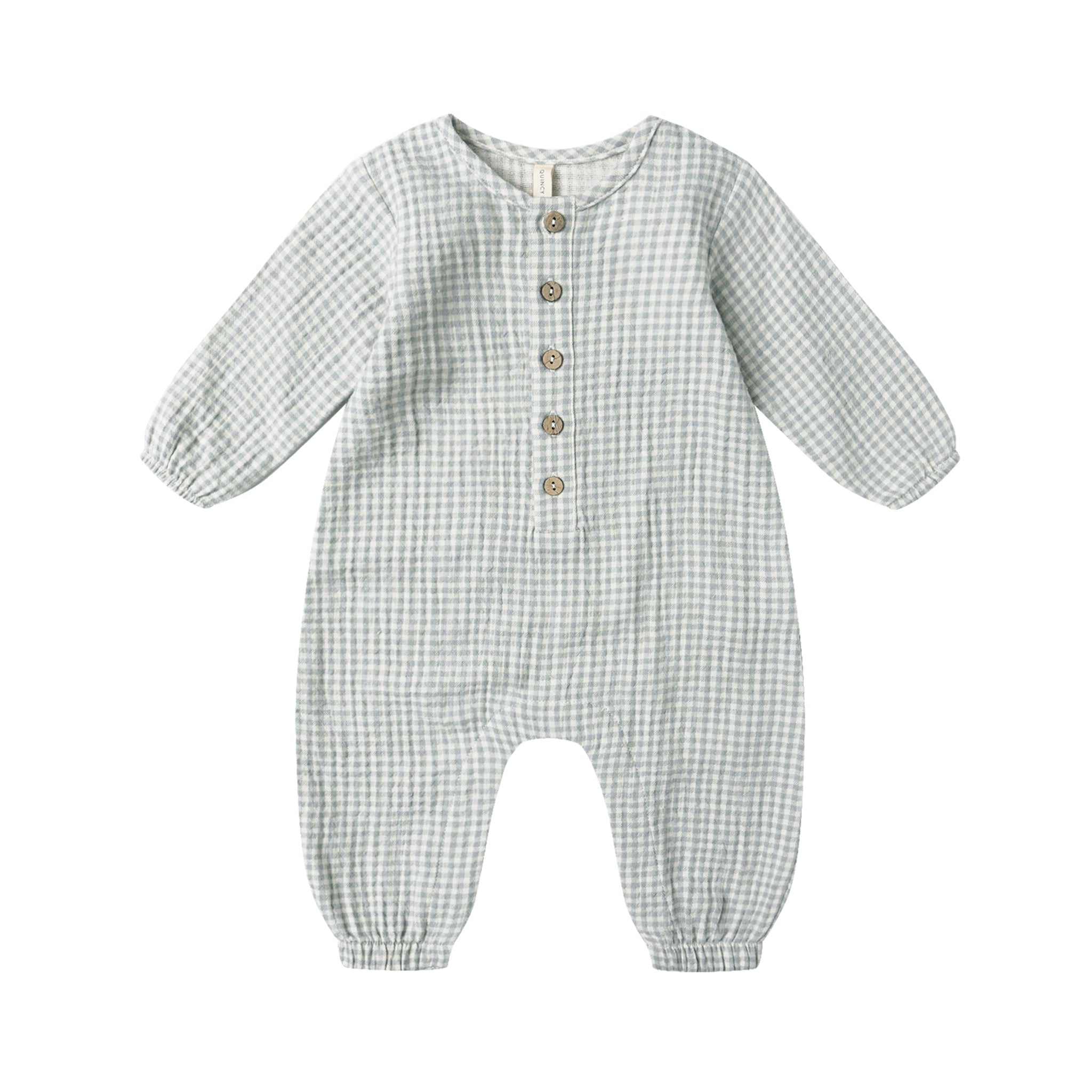 woven jumpsuit | blue gingham