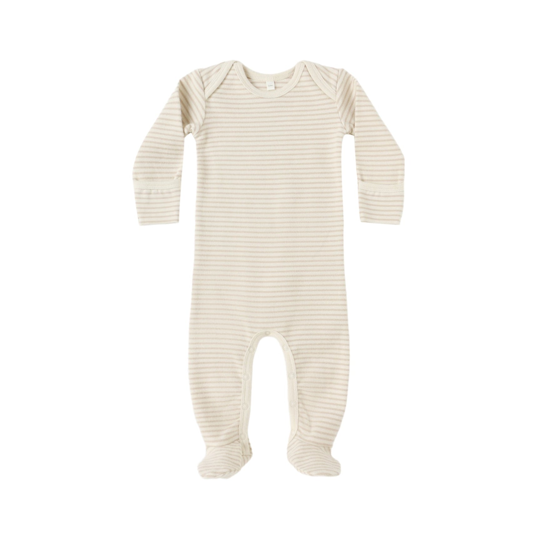 baby footie | oat micro stripe