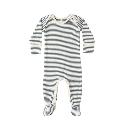 baby footie | ocean micro stripe