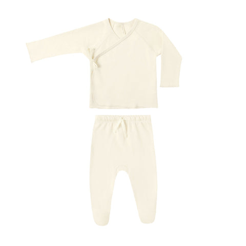 wrap top + footed pant set | ivory