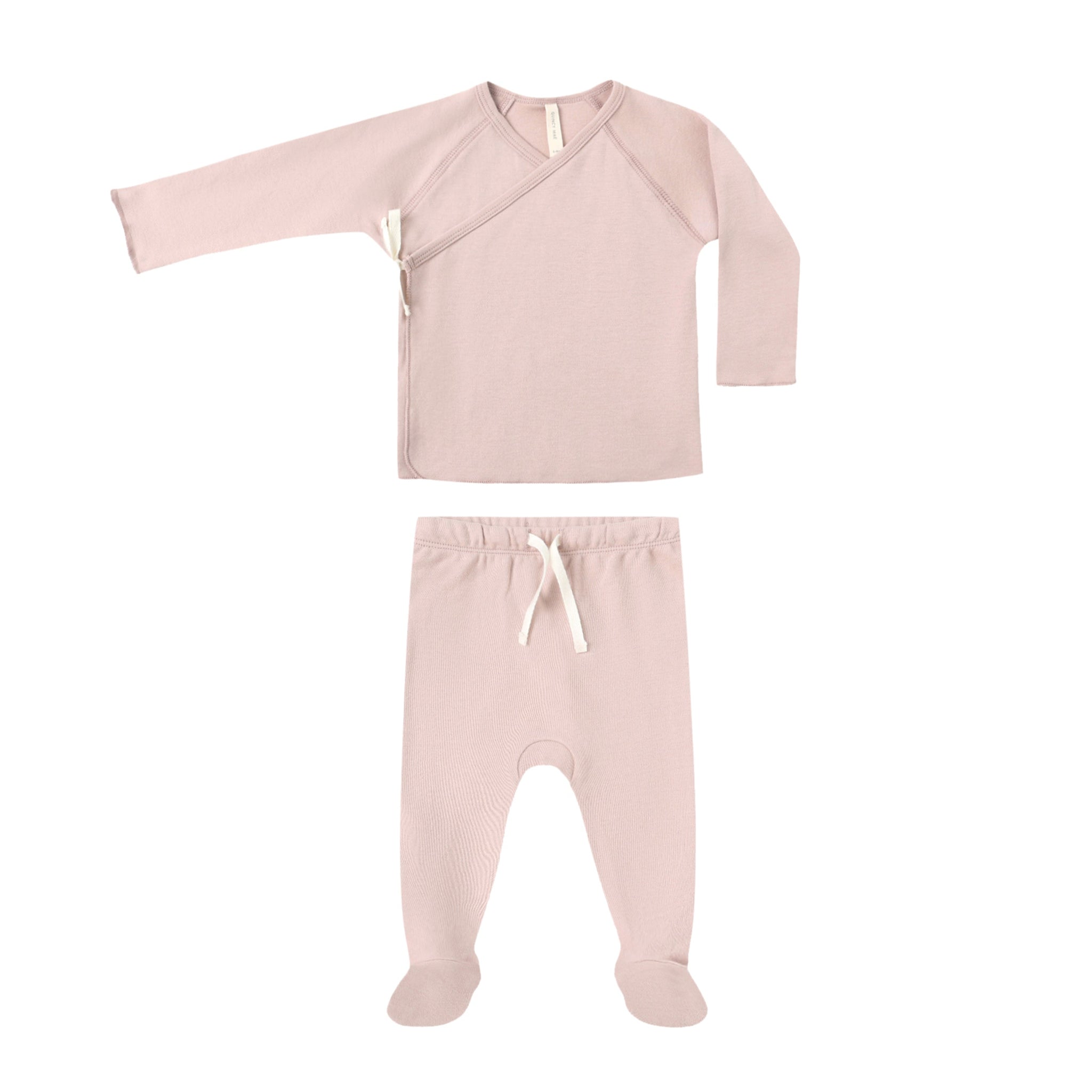 wrap top + footed pant set | rose