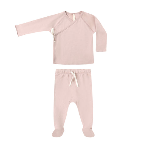 wrap top + footed pant set | rose