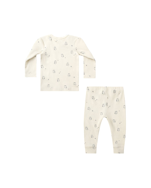 ribbed tee + legging set | owls