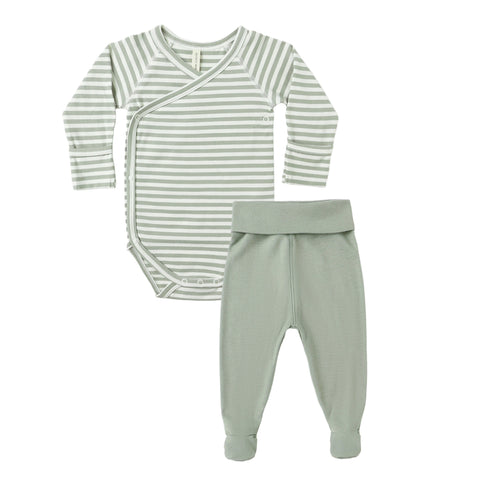 side snap bodysuit + pant set | fern stripe