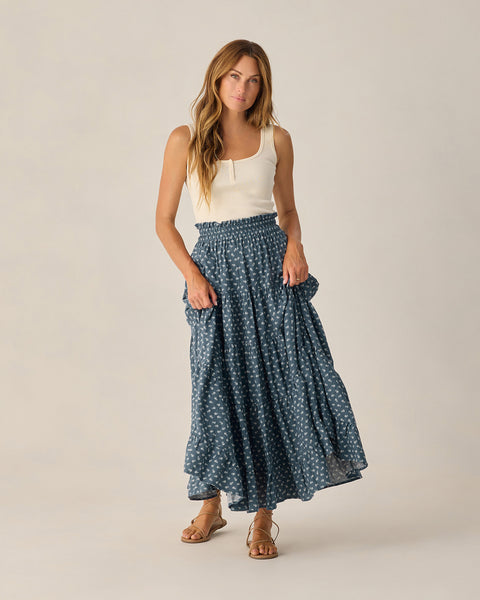 women's ruffle tiered maxi skirt | ditsy