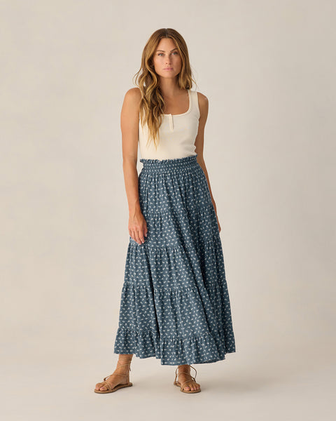 women's ruffle tiered maxi skirt | ditsy