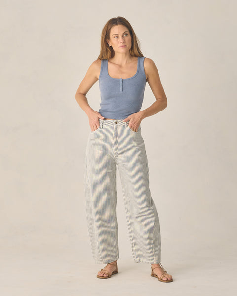 women's barrel pant | railroad stripe