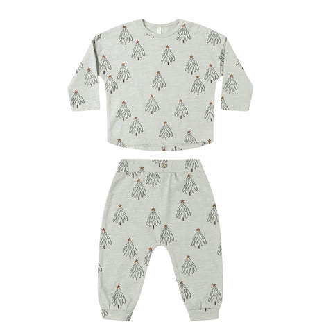 long sleeve tee + pant set | trees