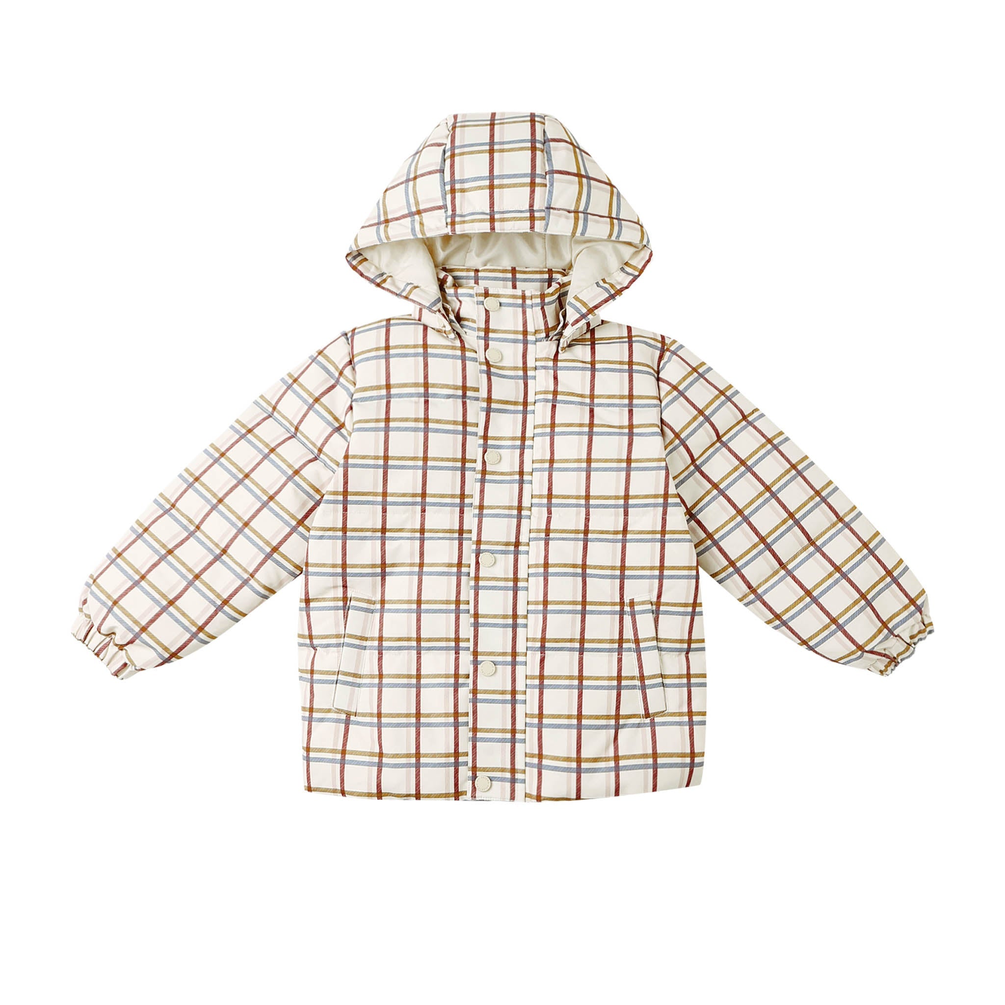 puffer jacket | multi-plaid