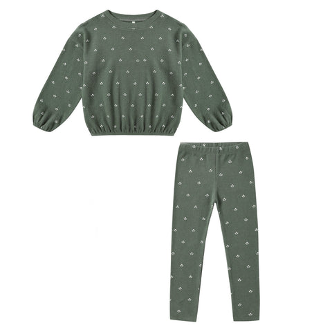 spongey knit set | evergreen ditsy