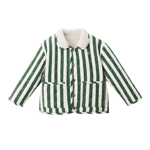 quilted winter coat | green stripe
