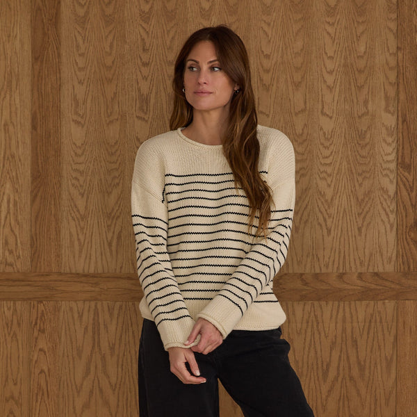 women's jacques sweater | black stripe