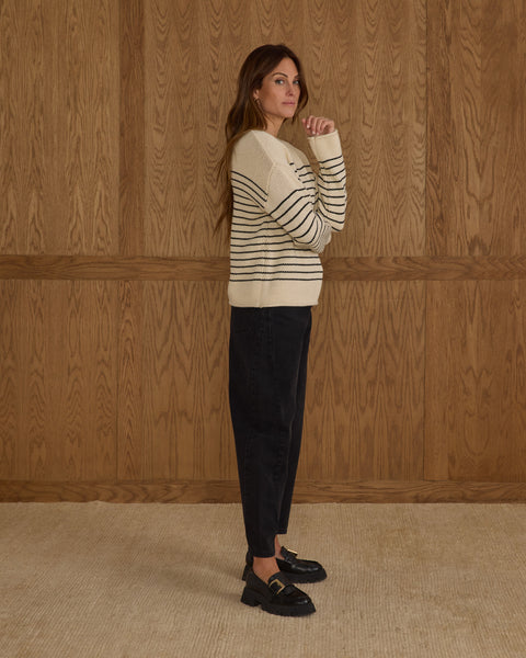 women's jacques sweater | black stripe
